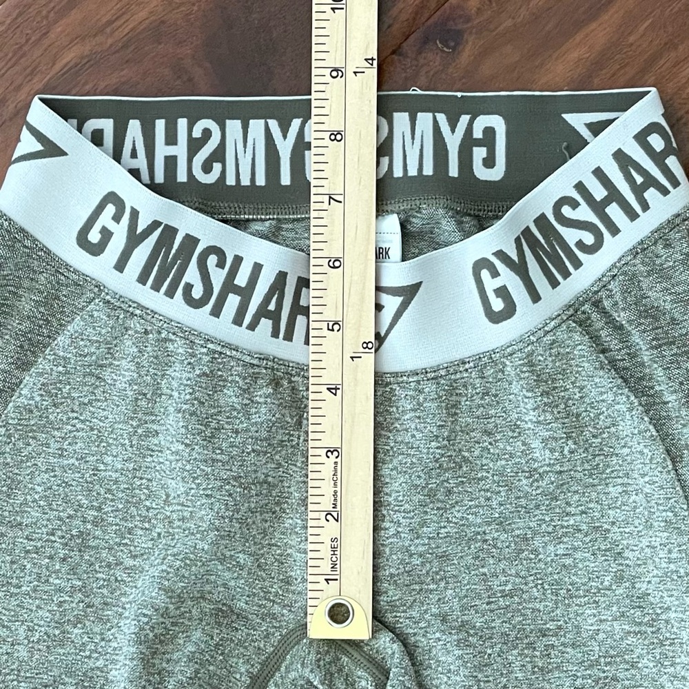 GYMSHARK Size Small Flex Low Rise Logo Waist Leggings Marled Olive Green - Picture 4 of 9